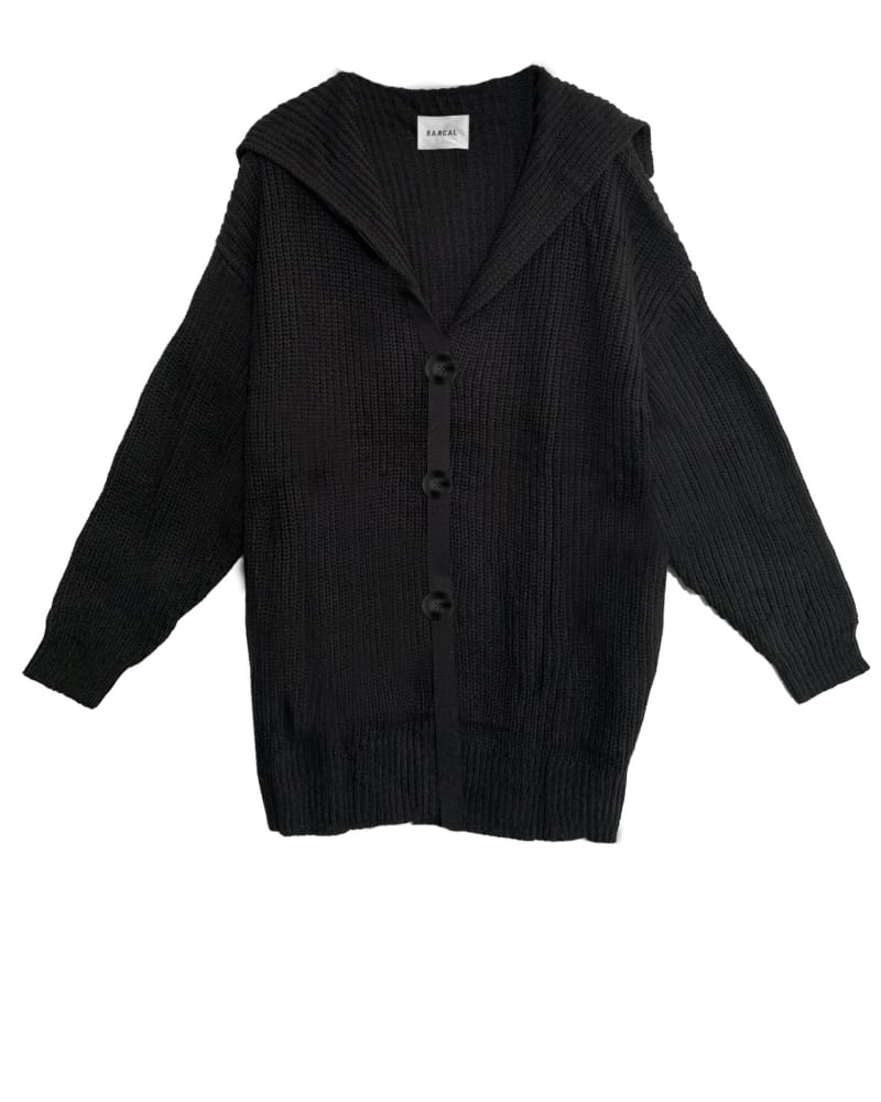 Front of a size 1|2 Oversized Diana Cardigan in Black in black by BAACAL. | dia_product_style_image_id:323984